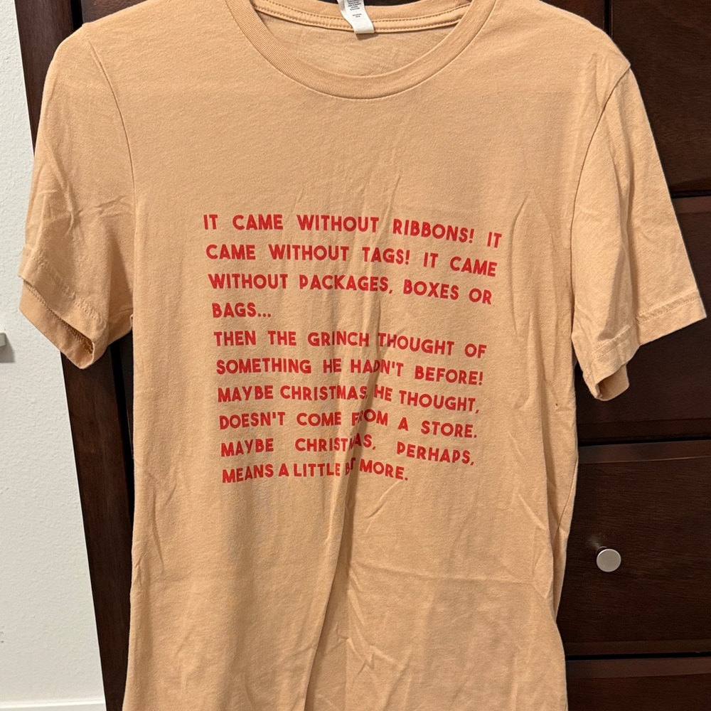 Casual Tan Tee with Red Print